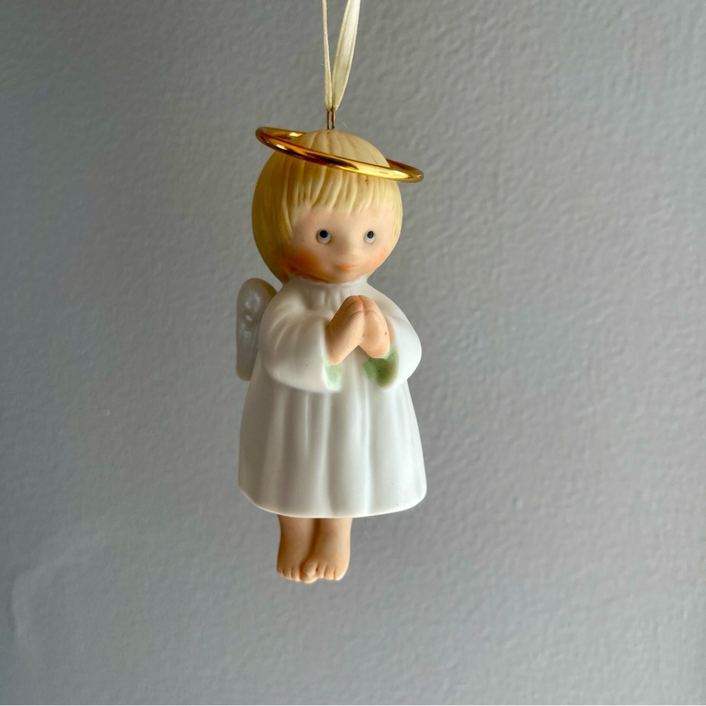 COPY - Hallmark 1995 Ceramic Ornament Bell - JOY Angel vintage